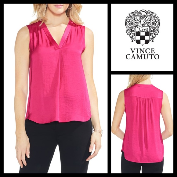 Vince Camuto Tops - VINCE CAMUTO Rumpled Satin Pink Flame Blouse NWT